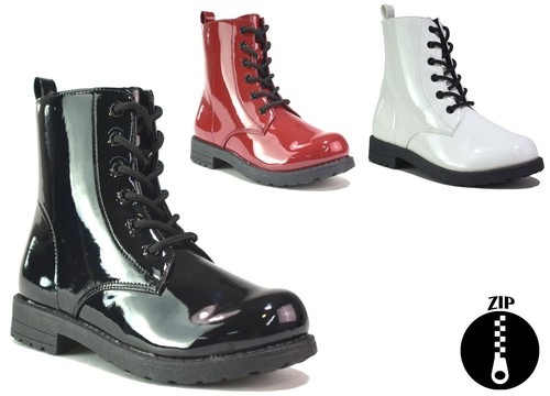Girls lace black boots - up,